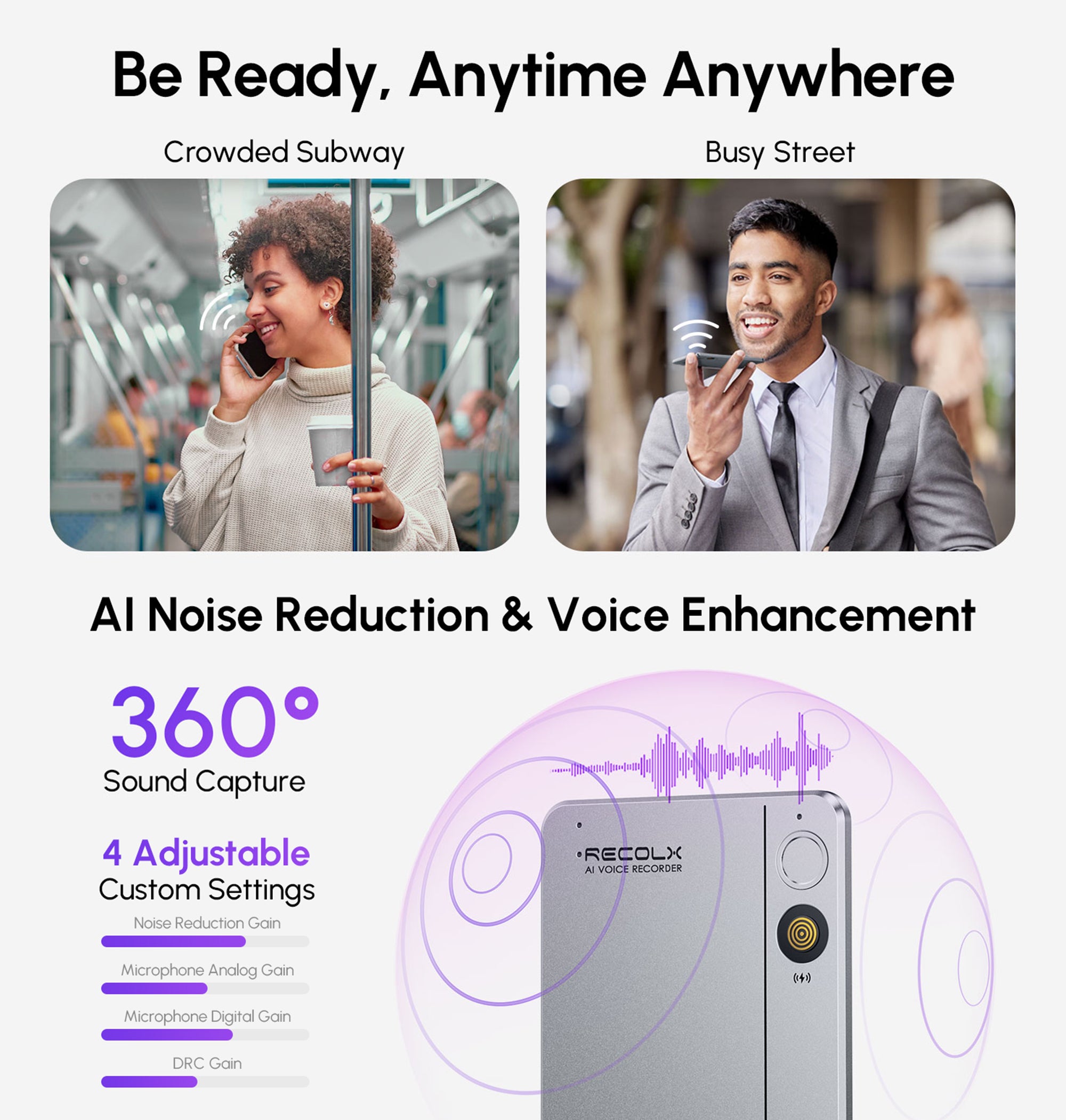 RecolX Tap™ AI Voice Recorder