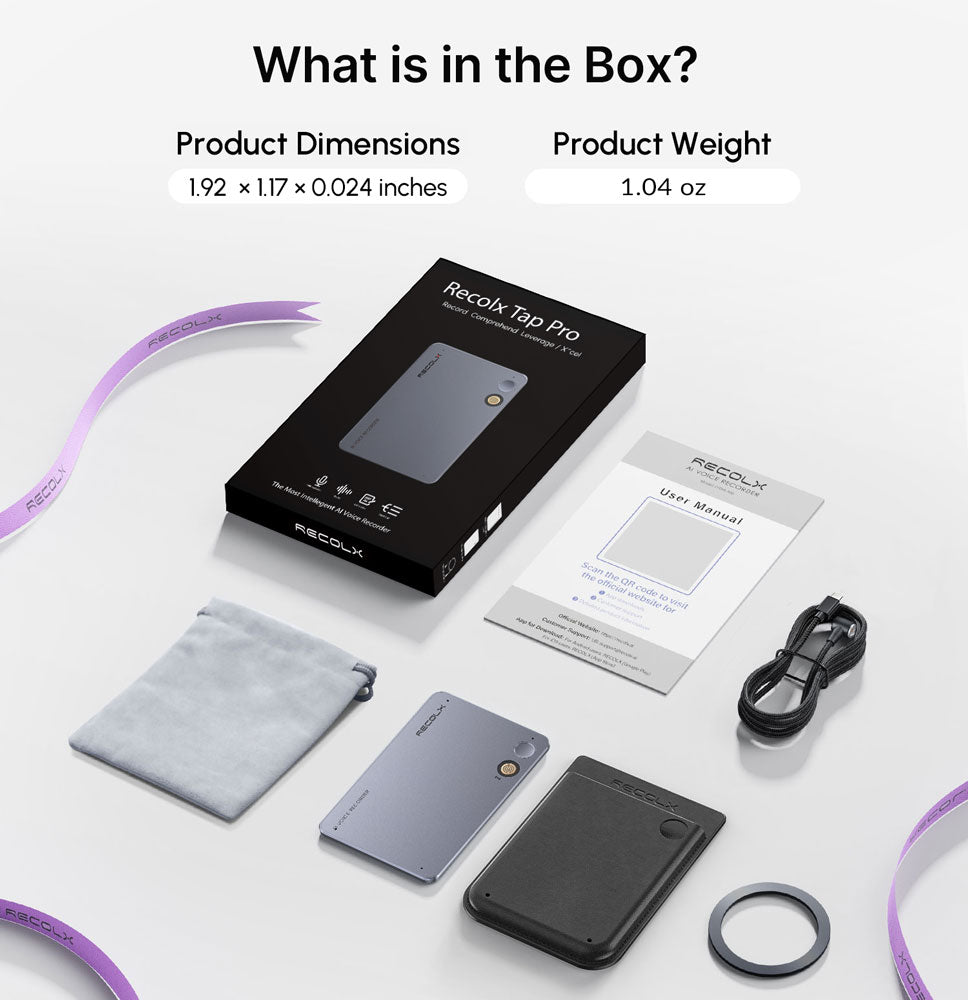 Recolx Tap™ Pro AI Voice Recorder & Al Annual Pro Plan