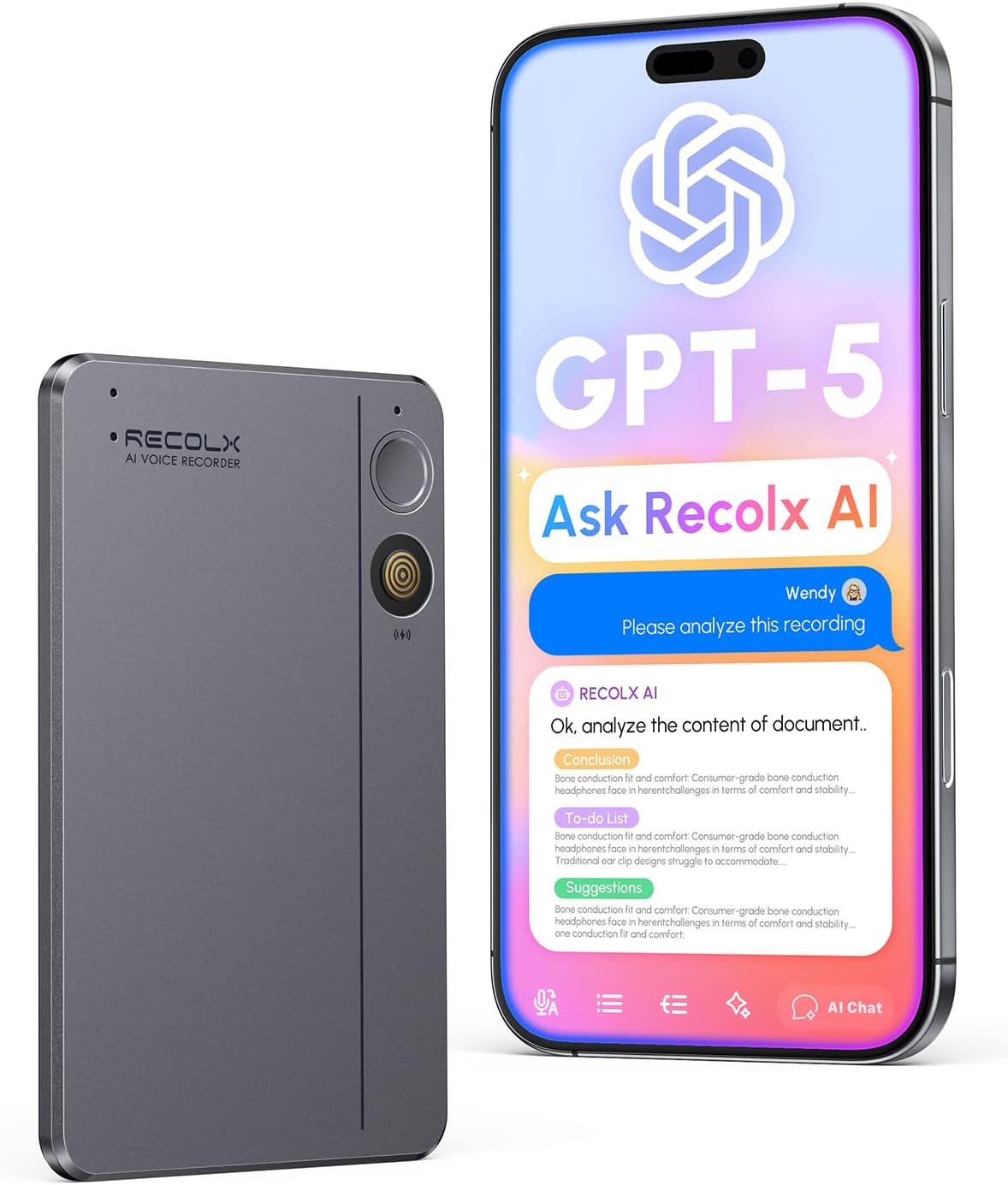 Recolx Tap™ AI Voice Recorder