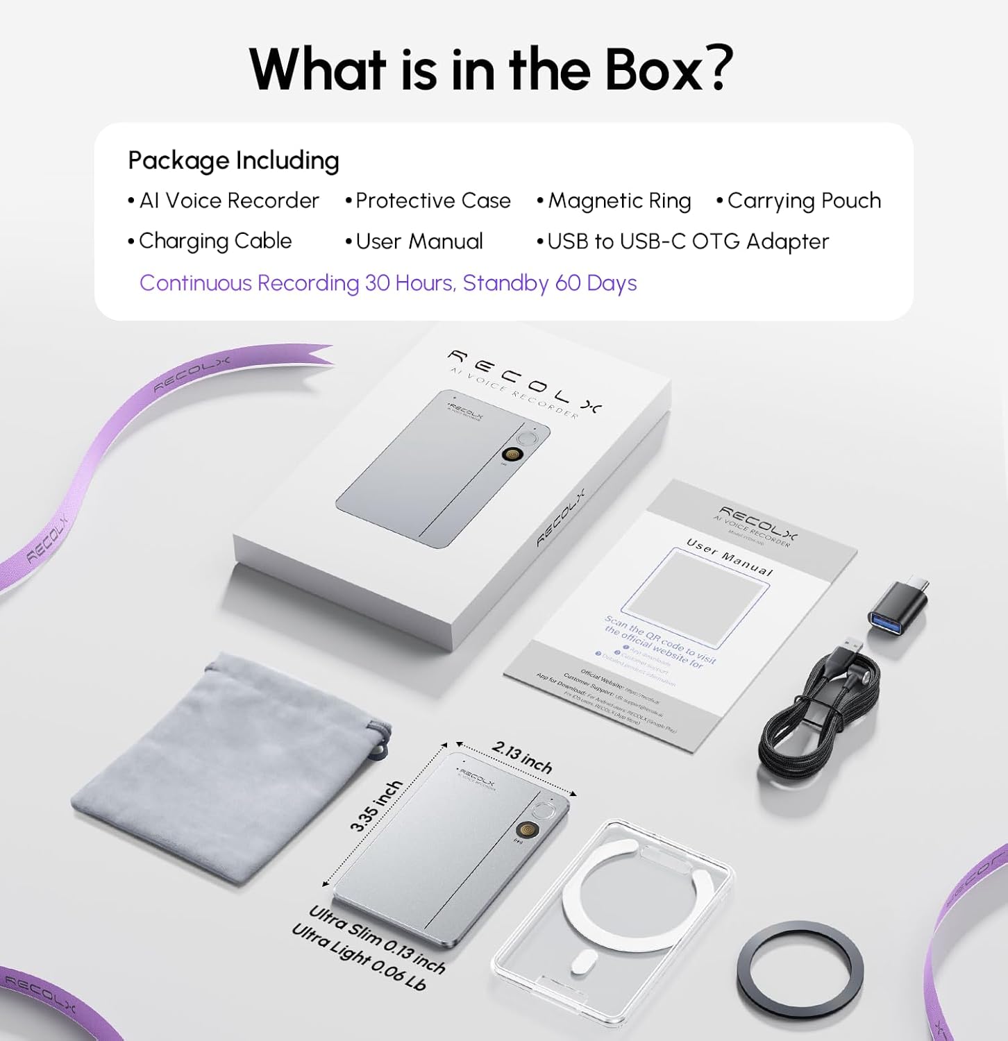 Recolx Tap™ AI Voice Recorder