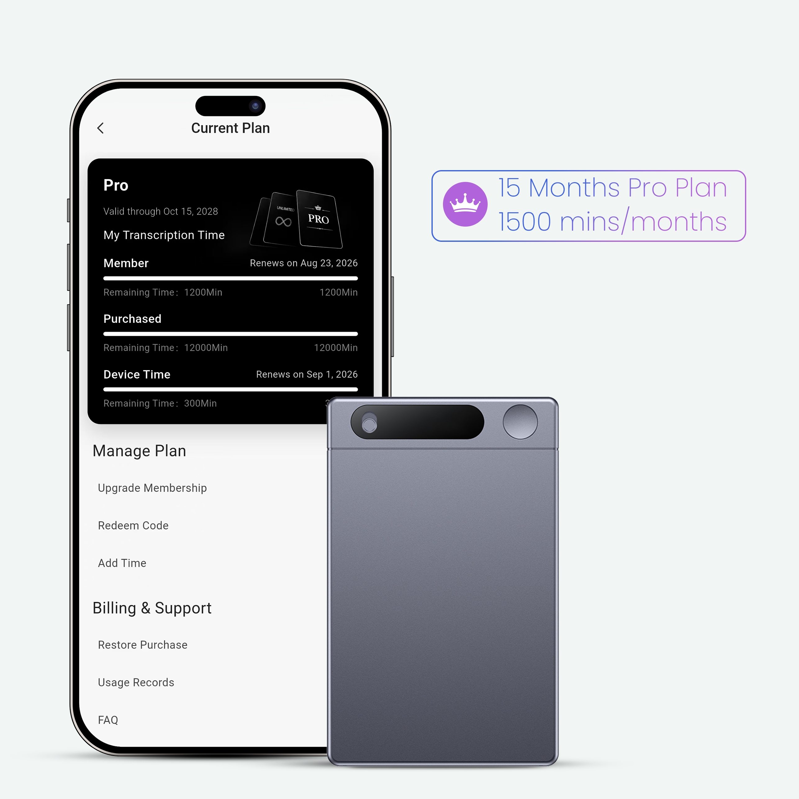 M1 ai voice recorder with pro plan
