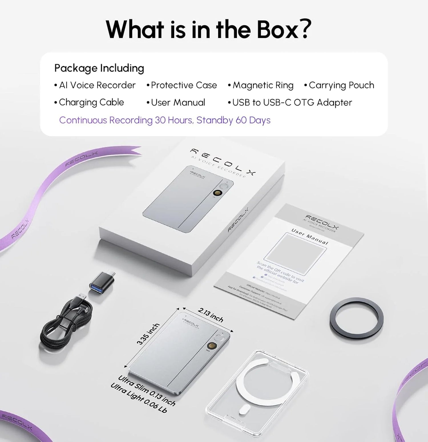 Recolx Tap™ AI Voice Recorder