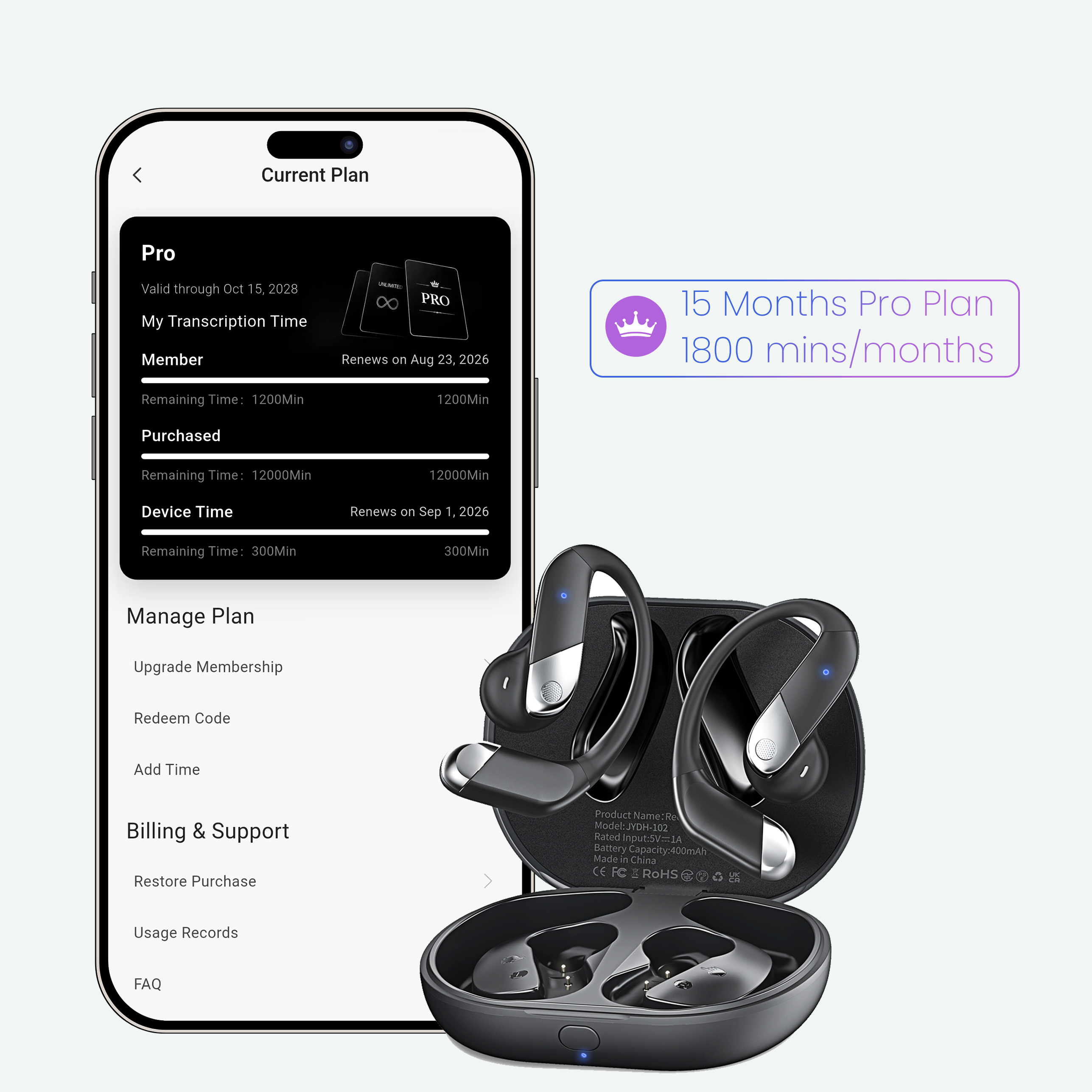 Recolx AI Earbuds & AI Annual Pro Plan