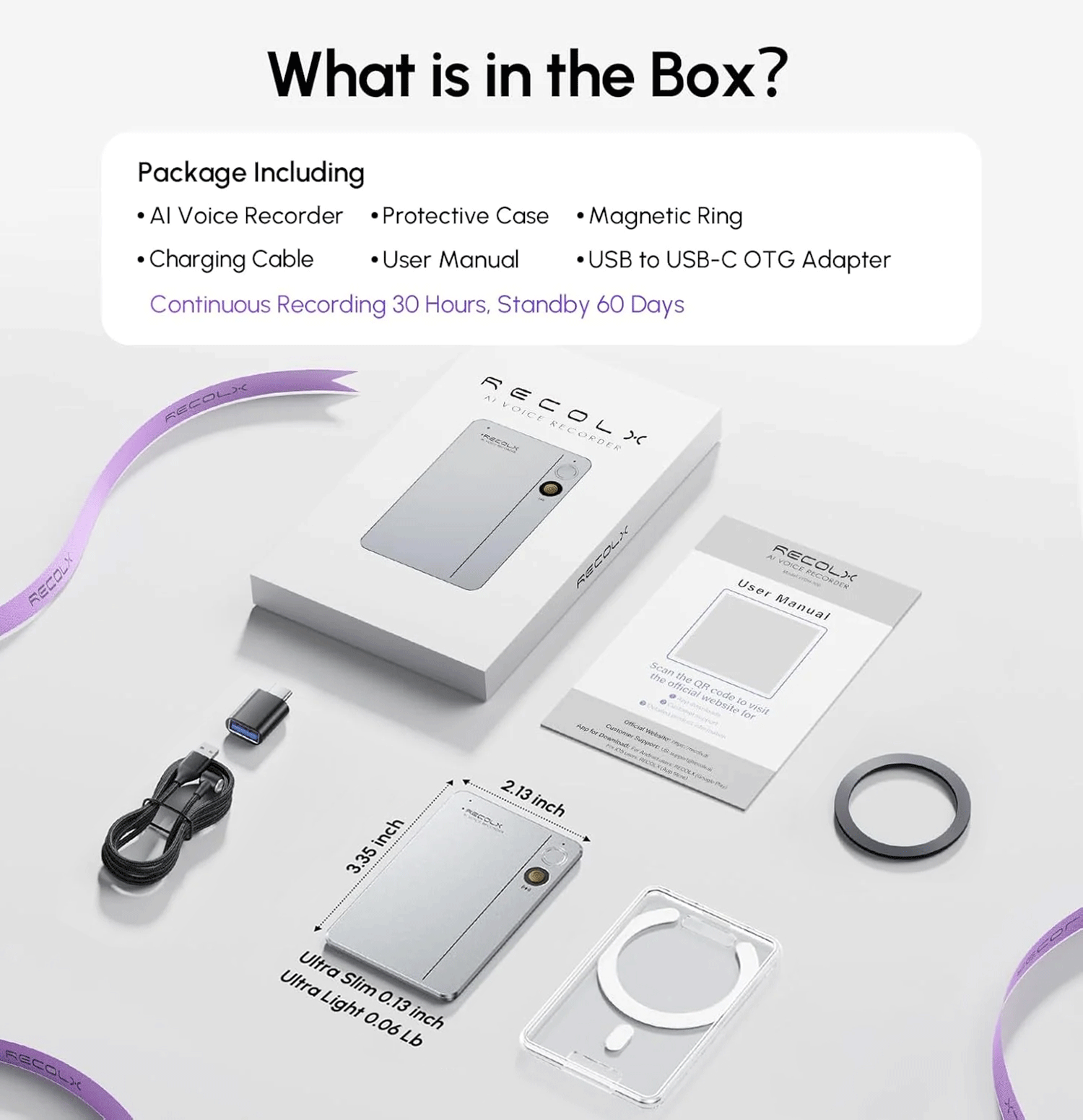 Recolx Tap™ AI Voice Recorder & Al Annual Pro Plan